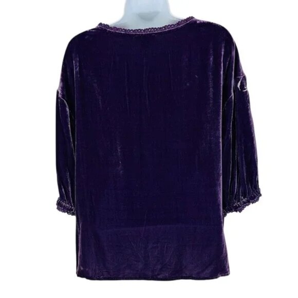 Sundance NWOT Alarie Velvet Embroidered Top Blouse Size L Purple - Picture 7 of 8